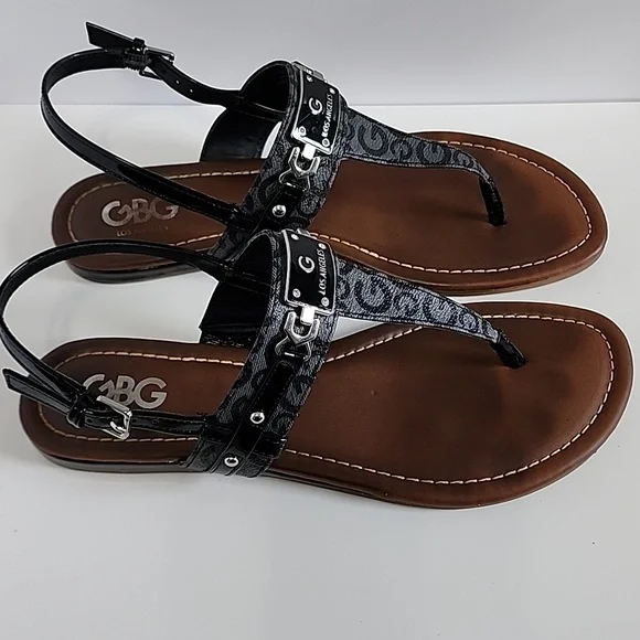 GBG LOS ANGELES Stylish Black/Gray  and Brown Women's Sandals - Picture 2 of 9